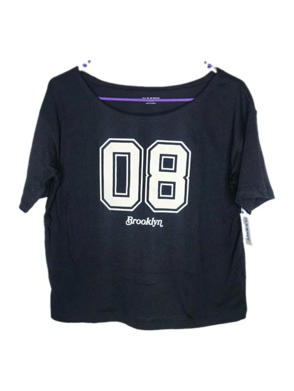 Girl's Old Navy Off The Shoulder Graphic T Shirt  Black Large 10/12